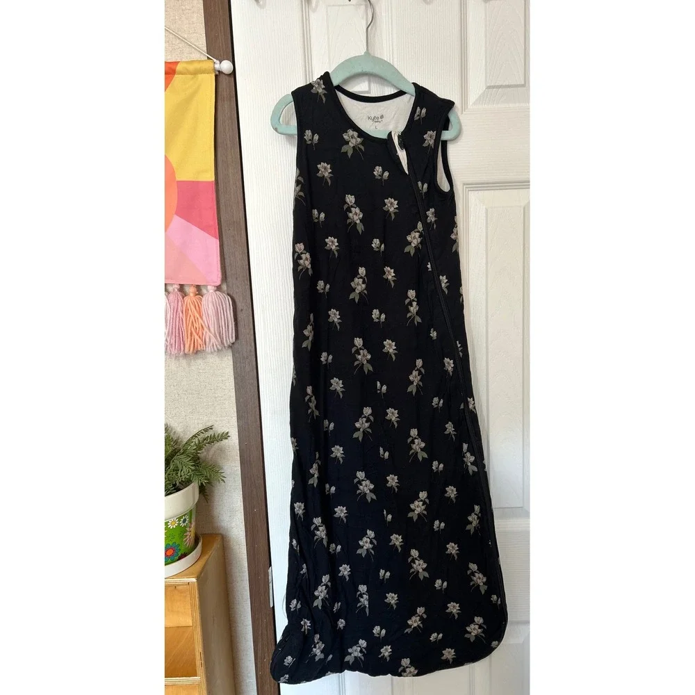 Kyte Baby Bamboo Sleep Bag 1.0 TOG Floral Navy Black Large Wearable Blanket